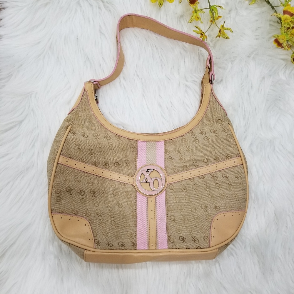 XOXO Shoulder Bag, Cream, Tan and pink, Color.